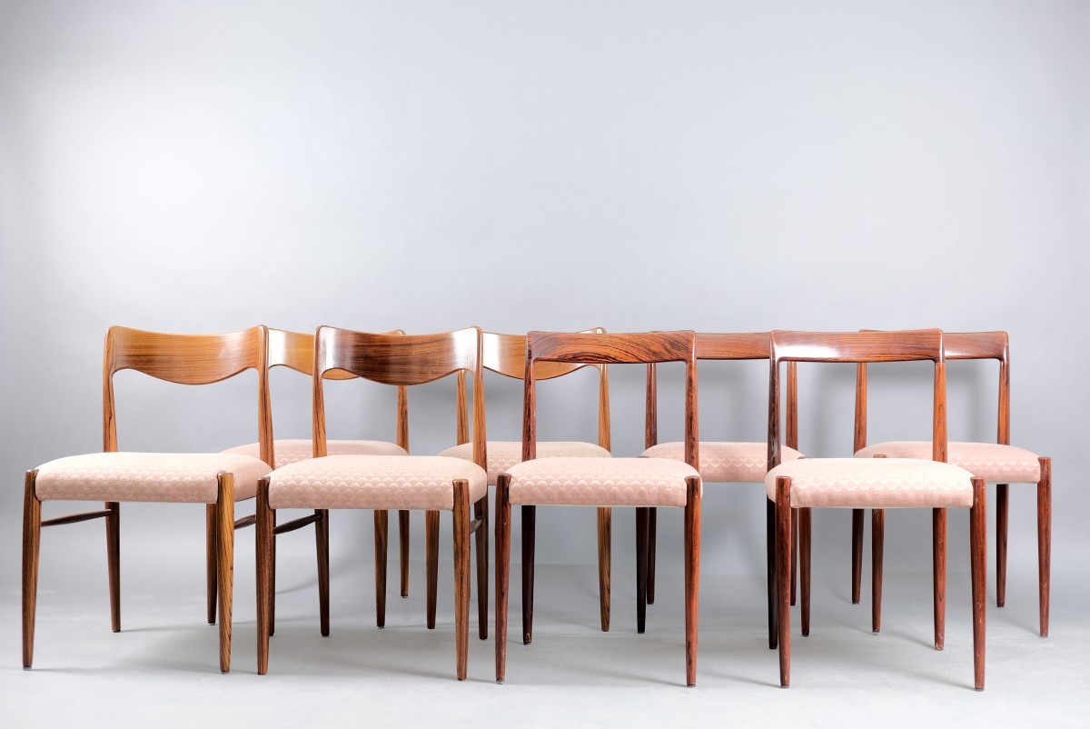 Mid-Century German Rosewood Dining Chairs from Lübke, 1960s, Set of 8